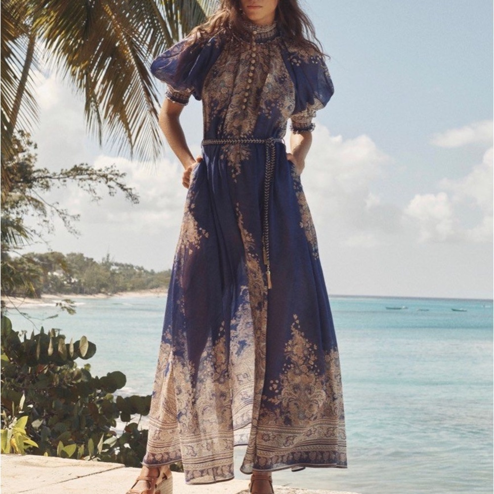 Zimmermann Anneke Maxi Dress in Indigo Paisley